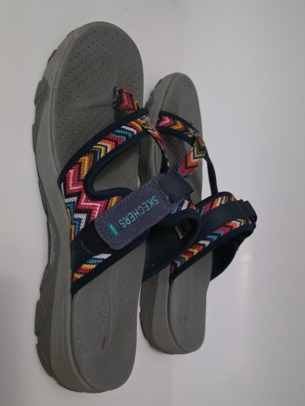 Skechers SZ 9 Wmn’s Reggae Zig Swag Multicolor Strappy Sport Sandals - Picture 4 of 6